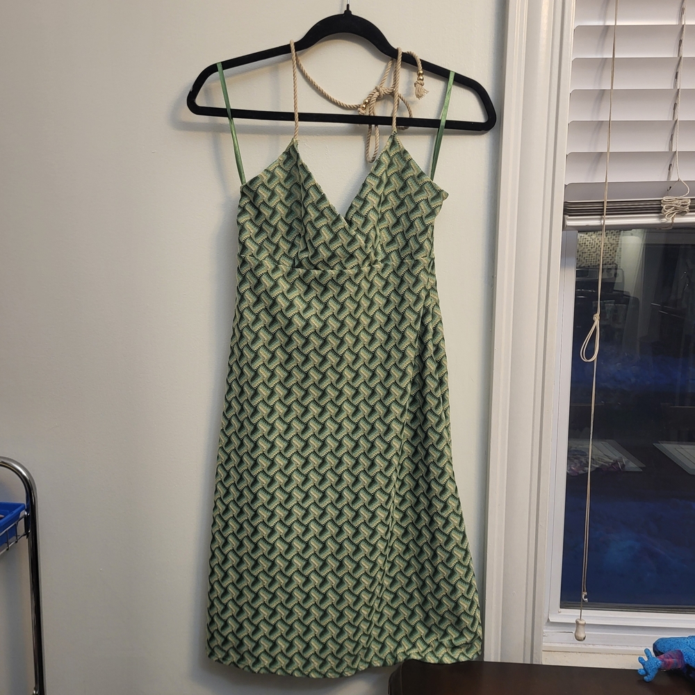 LOFT Green Geometric Mini Dress